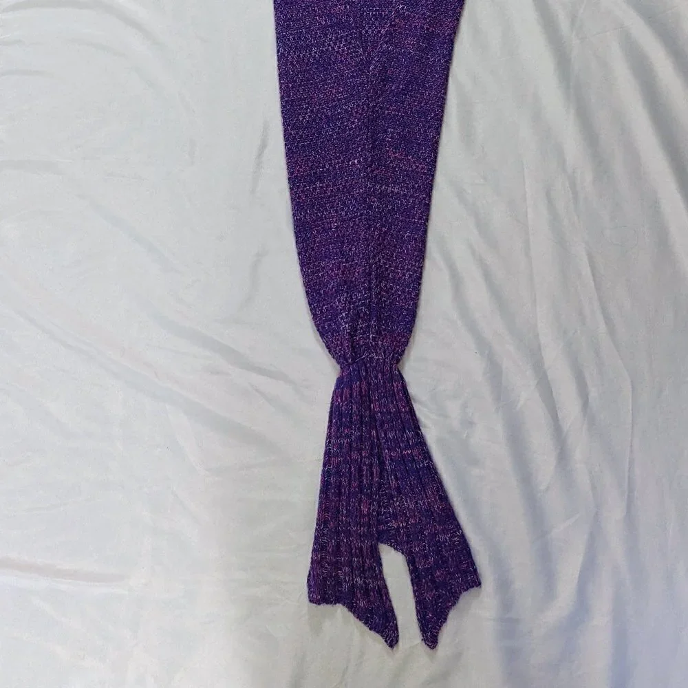 Crocheted Purple Mermaid Tail Blanket
